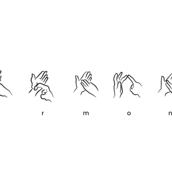 bsl fingerspelling pictures of the word 'harmony'