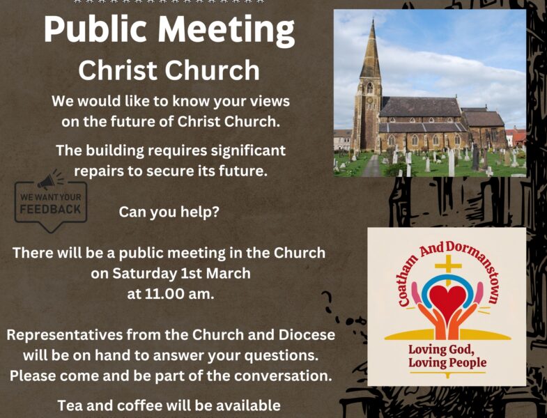 Public Meeting, Christ Church, Coatham, 11.00am, Saturday 1st March 2025