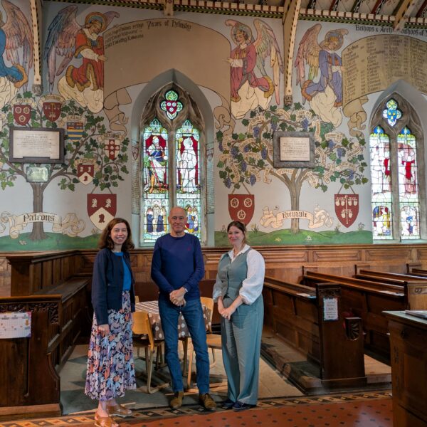 group standing inside church