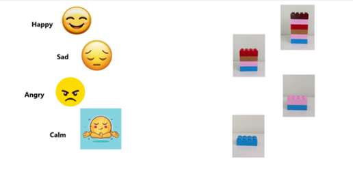 Matching emojis to towers of bricks