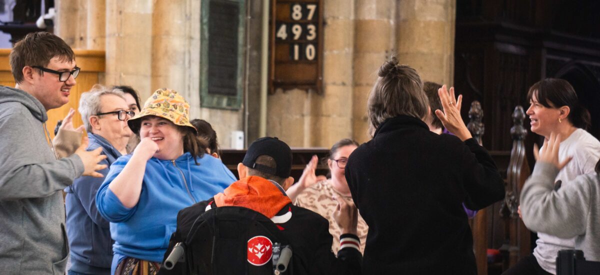 A group of disabled young adults take part in a dance session at Hull Minster