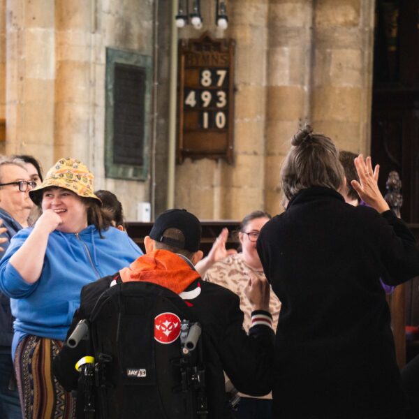 A group of disabled young adults take part in a dance session at Hull Minster